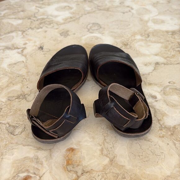 Fly London Black Leather Ankle Strap Sandals - Picture 11 of 13